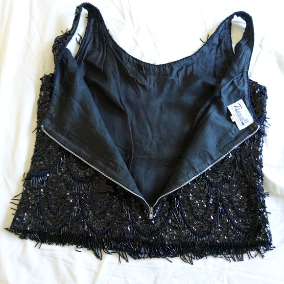Vintage beaded lined black tank top blouse - Picture 5 of 7